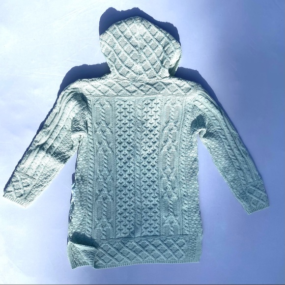 ARAN CRAFTS 100% Merino Wool Made in Ireland Cardigan, Mint Green, Small, NWOT - Picture 2 of 6
